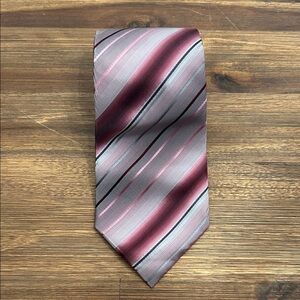 Van Heusen Gray and Burgundy Striped Tie